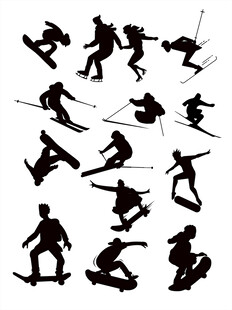 溜冰人物剪影