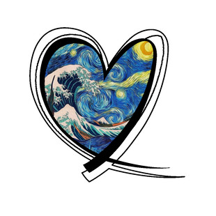 卡通油画爱心印花图案