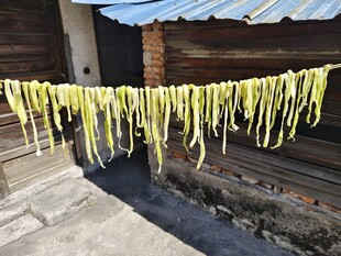 院中晾晒莴笋干