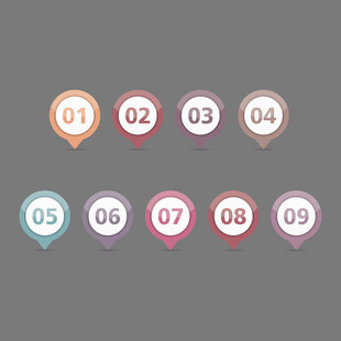 彩色编号定位图标集合