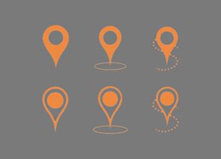 橙色定位图标集合