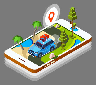 手机上的汽车导航场景