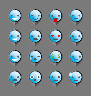 可爱蓝色表情图标集合