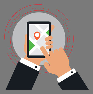 手指点击手机定位图标