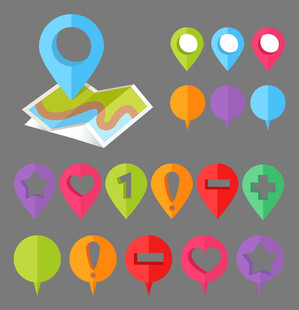 多彩地图定位图标集合