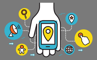 手控手机与多样应用图标