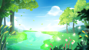 夏日森林中的清新河畔