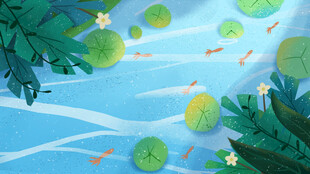 夏日荷塘清新自然风景