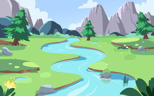 山间溪流旁的美丽自然景观