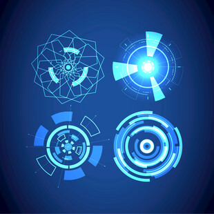 蓝色 齿轮科技线圈元素