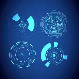 蓝色 齿轮科技线圈元素