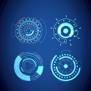 科技线圈元素蓝色 圆形