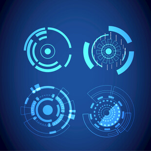 蓝色图案科技线圈元素