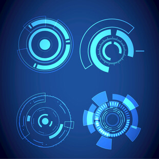 蓝色 发光 环形 科技线圈元素