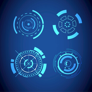 科技线圈元素圆形 蓝色图案