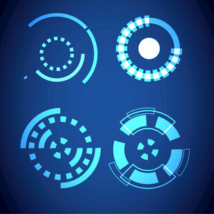 蓝色 圆形 科技线圈元素  