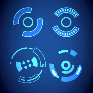 蓝色 圆形 科技线圈元素 图片