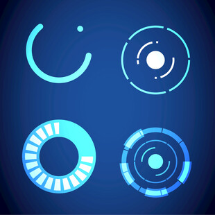 蓝色几何图标科技线圈元素