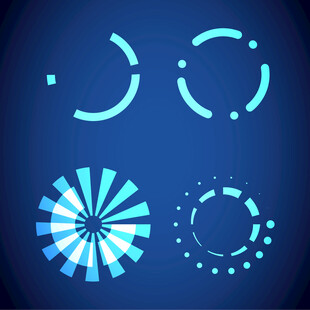  蓝色 几何 图标科技线圈元素