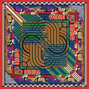 复古几何图案装饰丝巾