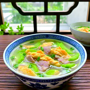 肉片丝瓜蛋汤