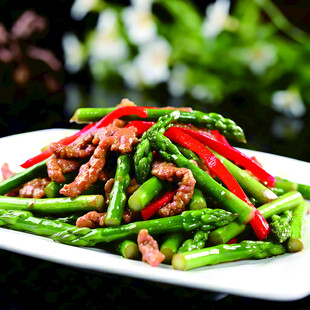 青椒芦笋炒肉丝