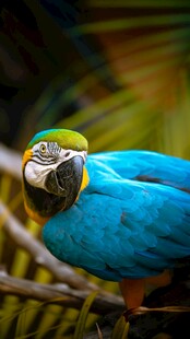 蓝黄鹦鹉栖息于枝头