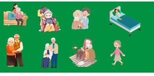 老年生活场景插画