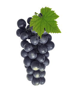 一串紫葡萄带绿叶