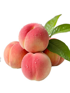 新鲜水蜜桃堆叠带绿叶