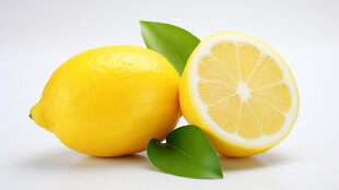 新鲜柠檬带叶展示