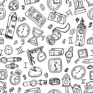 手绘时钟钟表图案背景图