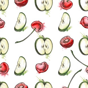 水彩风水果图案无缝背景