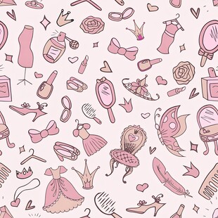 可爱粉色系少女元素图案