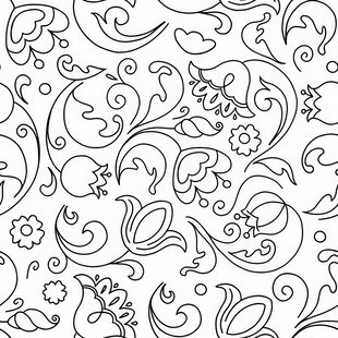 黑白花卉藤蔓装饰图案