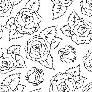 黑白玫瑰花纹图案设计