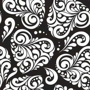 黑白佩斯利花纹图案设计