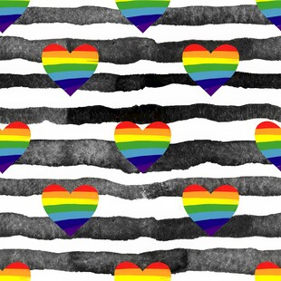 彩虹爱心条纹图案设计