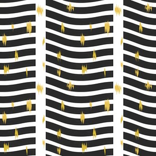 黑白条纹配金色点缀图案四方连续