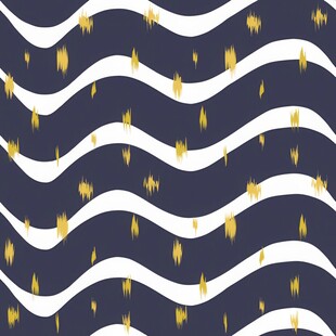蓝底金白波浪纹理图案