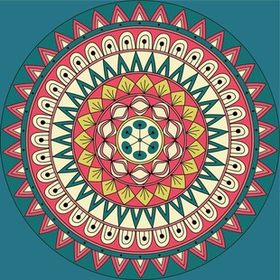 多彩圆形曼陀罗图案设计