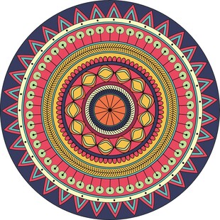 多彩圆形曼陀罗图案设计