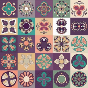 多彩复古花卉图案集合