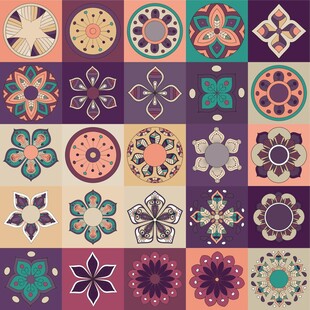 多彩复古花纹图案集合