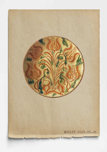 古董 彩绘陶瓷盘