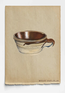 复古 粗陶浅口茶杯 