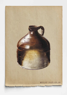 复古 粗陶细口单耳罐 