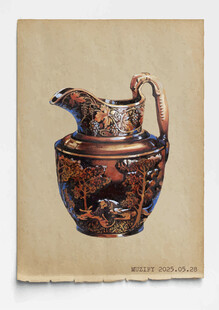 古董 壶身雕花单耳罐