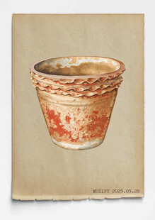 复古 宽口陶土花盆