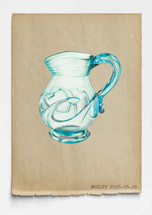 复古蓝色单耳玻璃壶